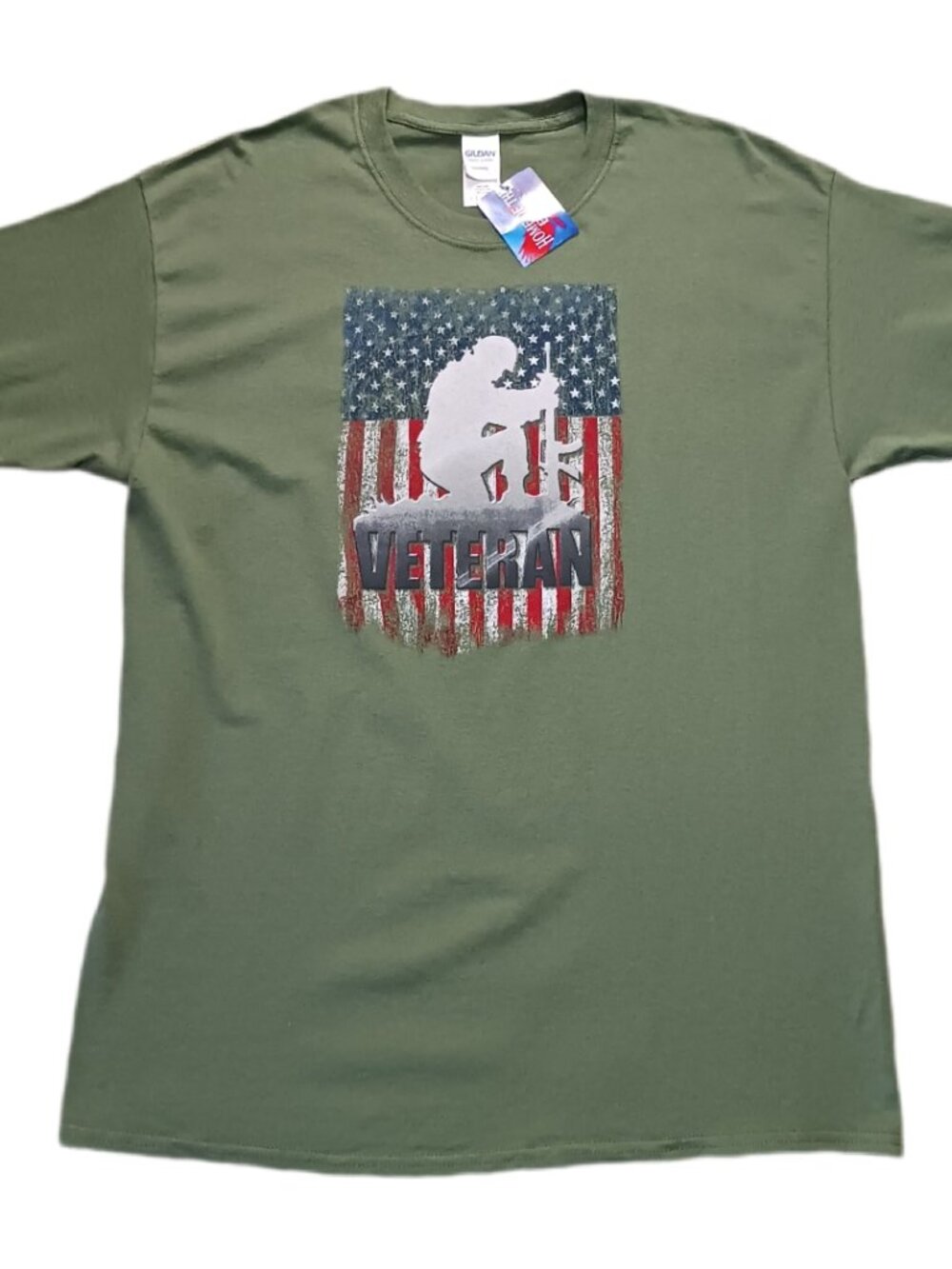 Home Of The Brave Mens Large T Shirt Veteran USA Green Short Sleeve